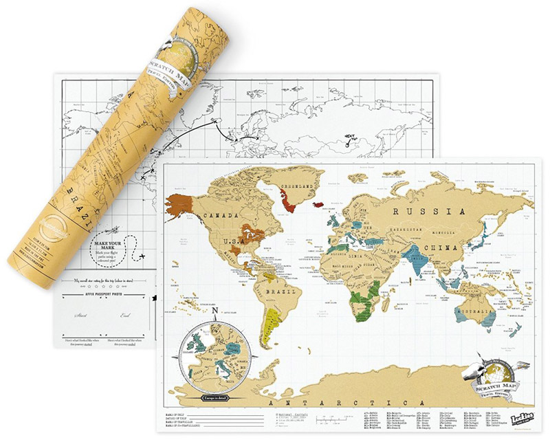 ATLAS & GREEN Poster Carte du Monde a Gratter, Planisphère à Gratter, Scratch Map Aquarelle Nébuleuse