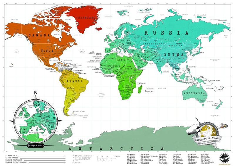 Carte du monde à gratter, Science & nature